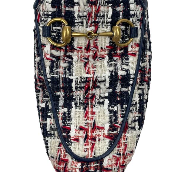 Gucci Princetown Tweed Mules Horsebit Gardenia Ink Blue Size 36.5 - Picture 13 of 13